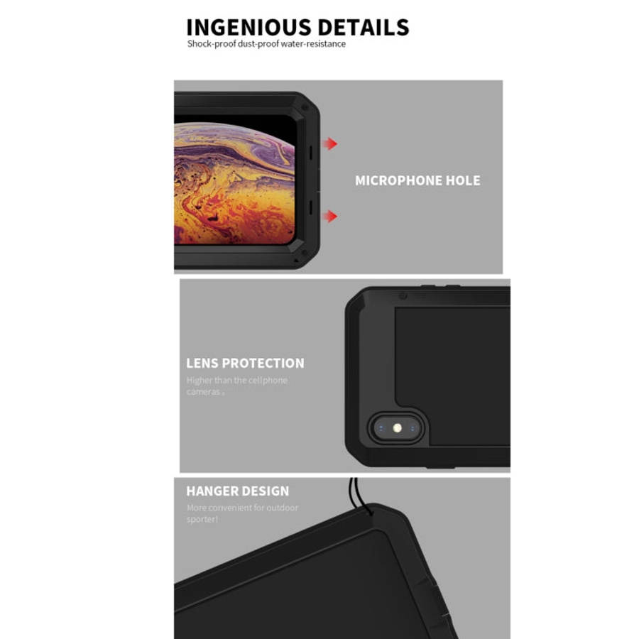 For iPhone XS Max Waterproof Dustproof Shockproof Aluminum Alloy + Tempered Glass + Silicone Case...