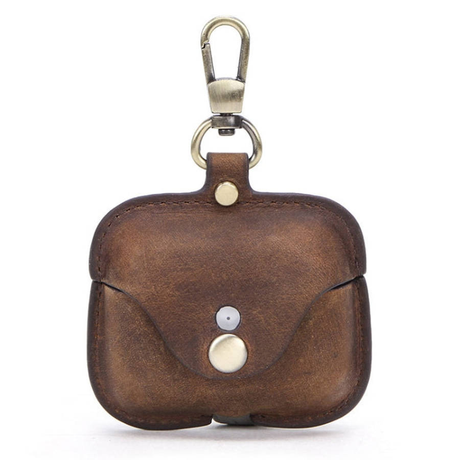 CF1108 For AirPods Pro Crazy Horse Texture Earphone Protective Leather Case with Hook, For AirPod...