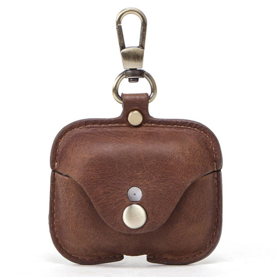 CF1108 For AirPods Pro Crazy Horse Texture Earphone Protective Leather Case with Hook, For AirPod...