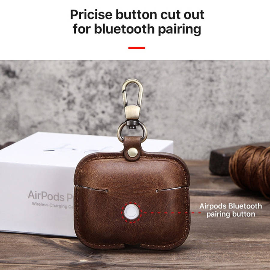 CF1108 For AirPods Pro Crazy Horse Texture Earphone Protective Leather Case with Hook, For AirPod...