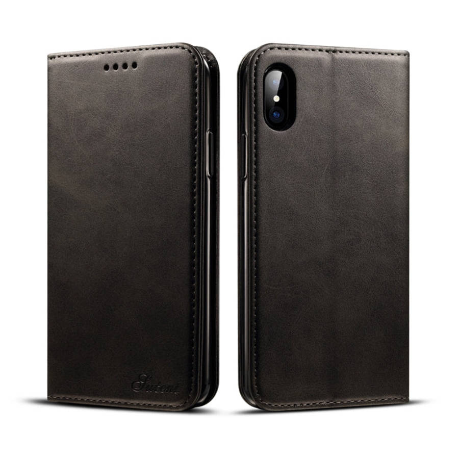 For iPhone X / XS Suteni Calf Texture Horizontal Flip Leather Case with Holder & Card Slots & Wal...
