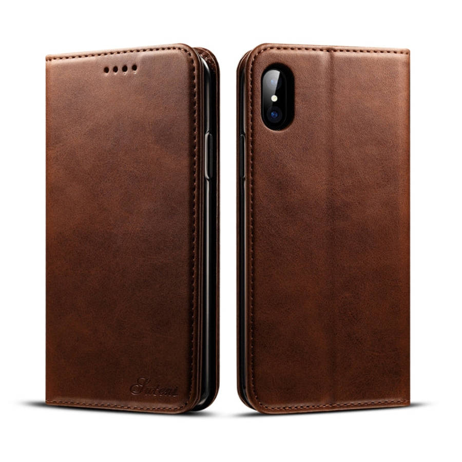 For iPhone X / XS Suteni Calf Texture Horizontal Flip Leather Case with Holder & Card Slots & Wal...