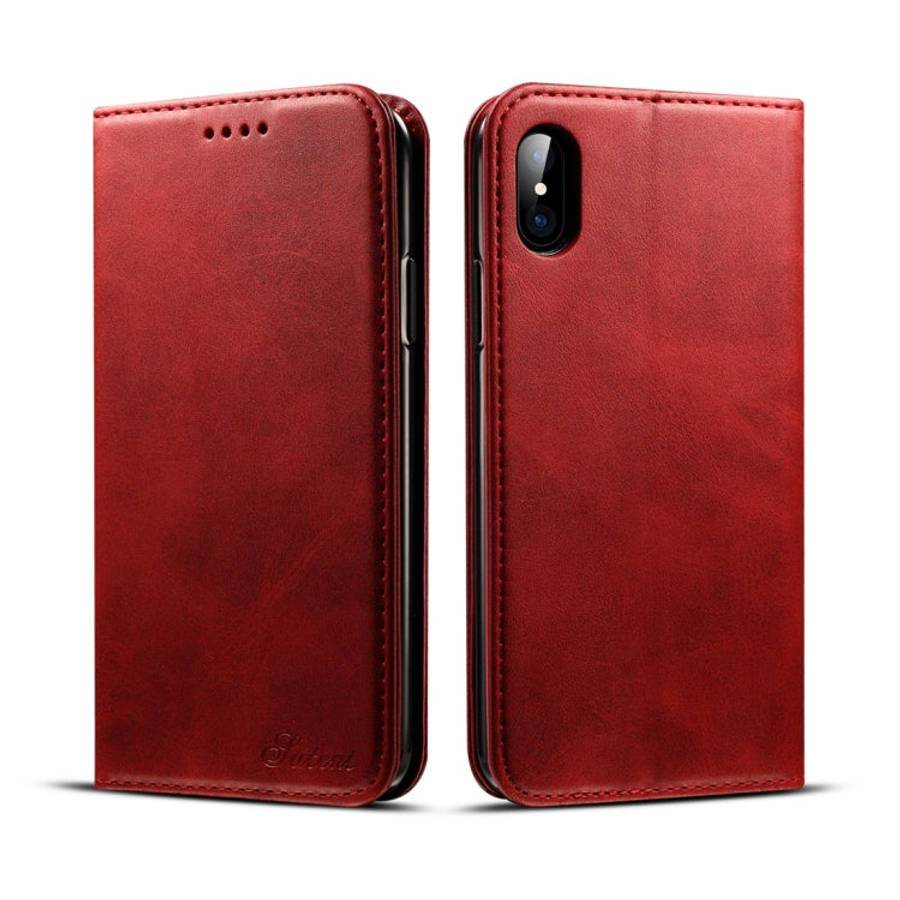 For iPhone X / XS Suteni Calf Texture Horizontal Flip Leather Case with Holder & Card Slots & Wal...
