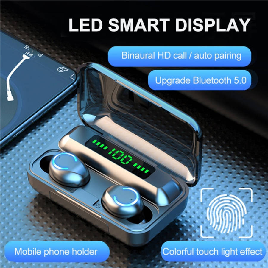 F9-9 TWS CVC8.0 Noise Cancelling Bluetooth Earphone with Charging Box, Support Touch Lighting Eff...