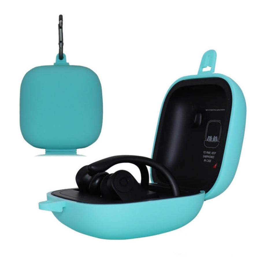 Solid Color Silicone Wireless Bluetooth Earphone Protective Case for Beats Powerbeats Pro, Mint G...