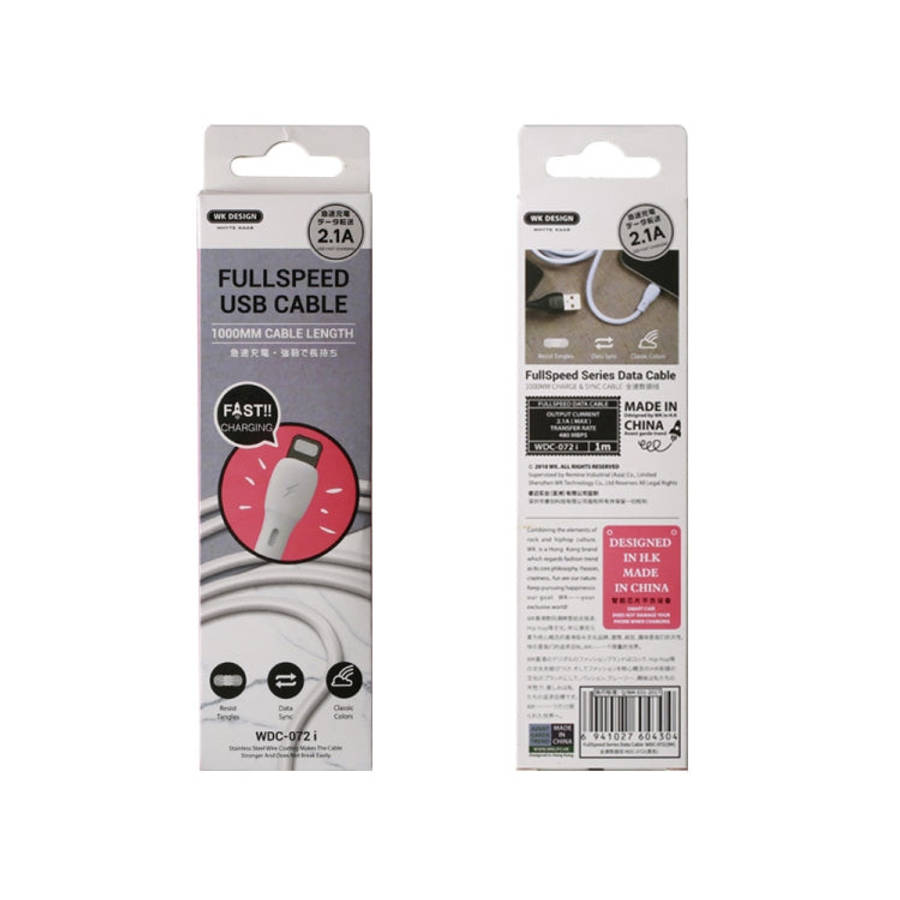 WK WDC-072 1m 2.1A Output Full Speed Series USB to 8 Pin Data Sync Charging Cable, 8 Pin