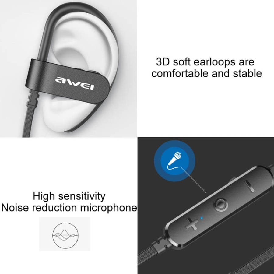 awei WT50 IPX4 Waterproof Ear-mounted Wireless Bluetooth Earphone with Microphone, WT50