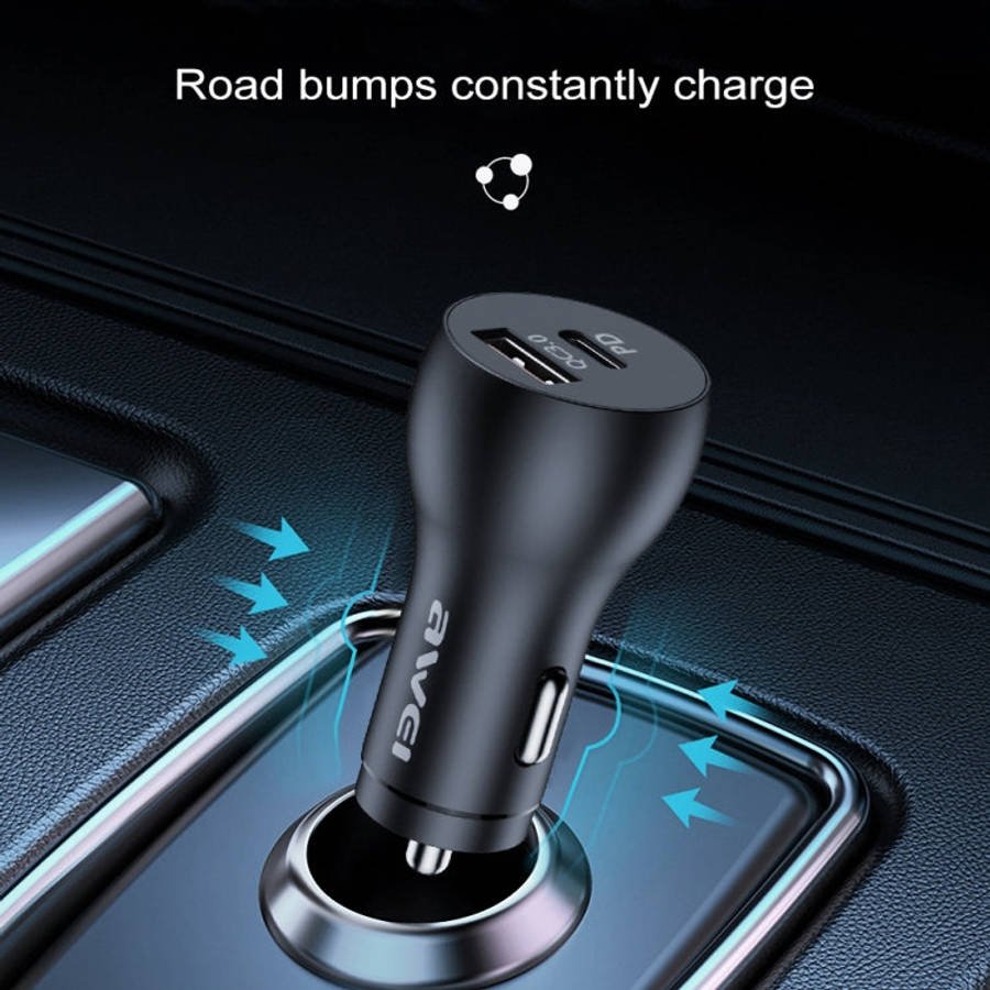 awei C-822 18W PD 8 Pin + 18W QC 3.0 USB Interface Car Charger, C-822