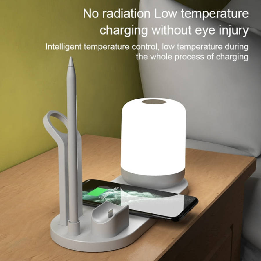 WS6 10W 2 USB Ports + USB-C / Type-C Port Multi-function Desk Lamp + Qi Wireless Charging Charger