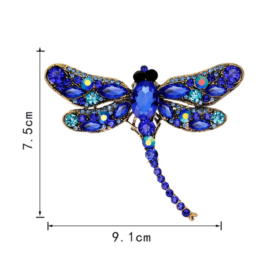 Vintage Classical Dragonfly Pattern Rhinestone Brooch, Blue