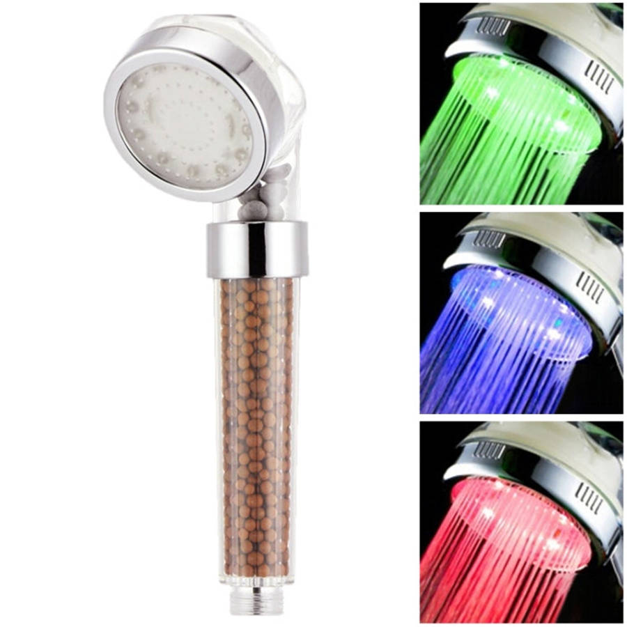 SDS-A23 15 LEDs ABS Temperature Sensor Negative Ions RGB LED Shower Head, Size: 23 x 6.5 x 5.8cm,...