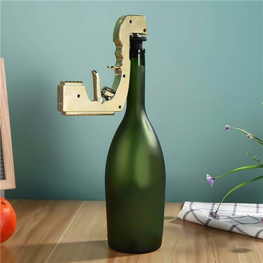 Plastic Wrapped Metal Bubbly Blaster Champagne Bottle Squirt Gun Bar Tool, Plastic Wrapped Metal
