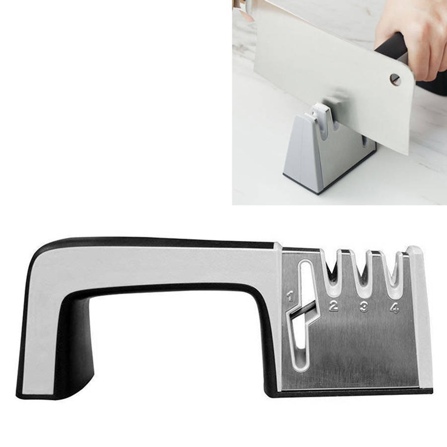 4 in 1 Stainless Steel Knife Sharpener Four Section Hand-held Quick Sharpening Tool with Non Slip...