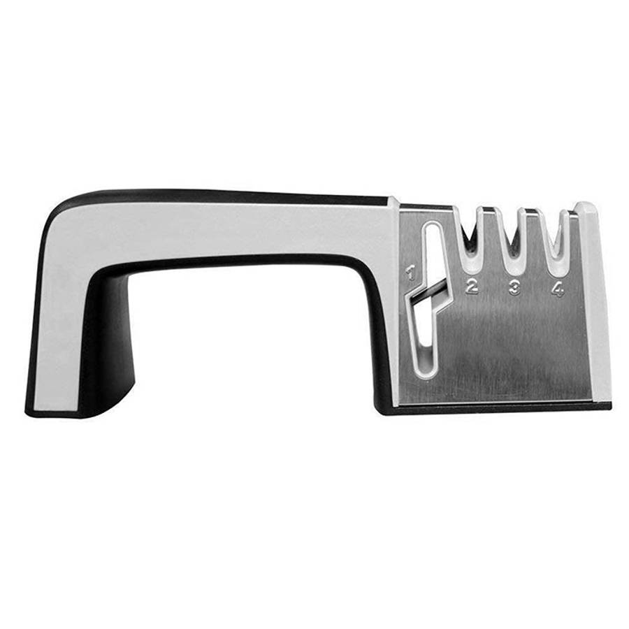4 in 1 Stainless Steel Knife Sharpener Four Section Hand-held Quick Sharpening Tool with Non Slip...