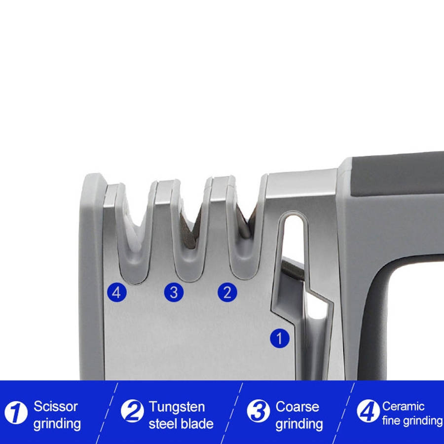 4 in 1 Stainless Steel Knife Sharpener Four Section Hand-held Quick Sharpening Tool with Non Slip...