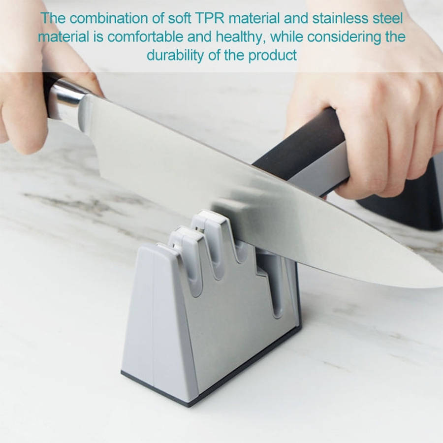 4 in 1 Stainless Steel Knife Sharpener Four Section Hand-held Quick Sharpening Tool with Non Slip...