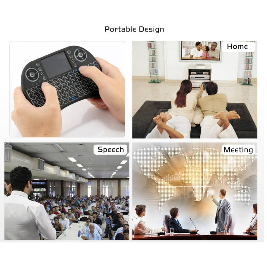 2.4GHz Mini i8 Wireless QWERTY Keyboard with Colorful Backlight & Touchpad & Multimedia Control f...