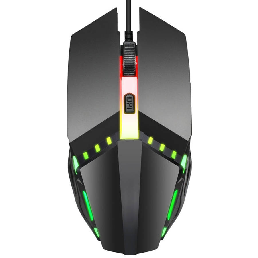 HXSJ S200 USB2.0 1600dpi Adjustable 4-Keys Colorful Glowing Wired Gaming Mouse, Length: 1.5m