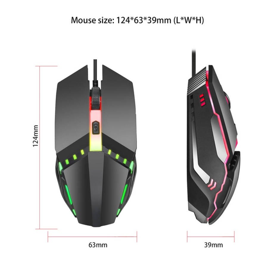 HXSJ S200 USB2.0 1600dpi Adjustable 4-Keys Colorful Glowing Wired Gaming Mouse, Length: 1.5m