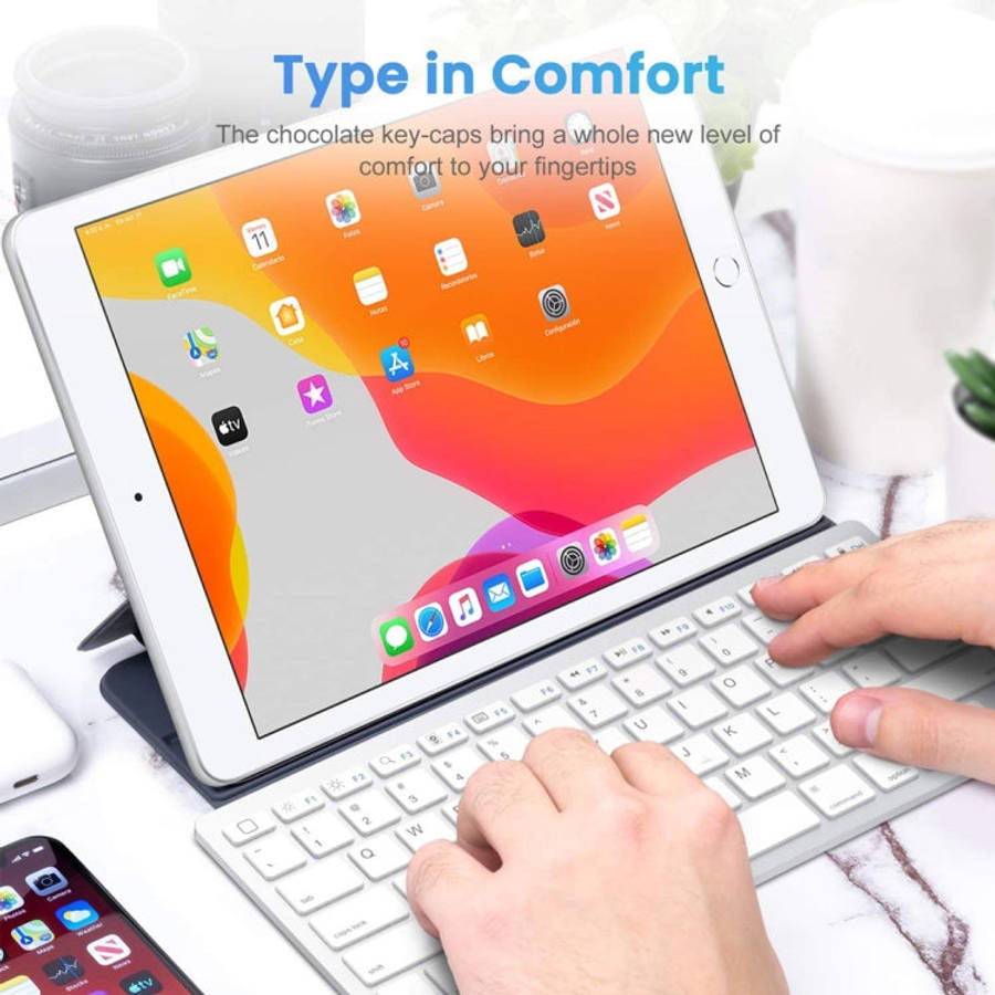 WB-8022 Ultra-thin Wireless Bluetooth Keyboard for iPad, Samsung, Huawei, Xiaomi, Tablet PCs or S...