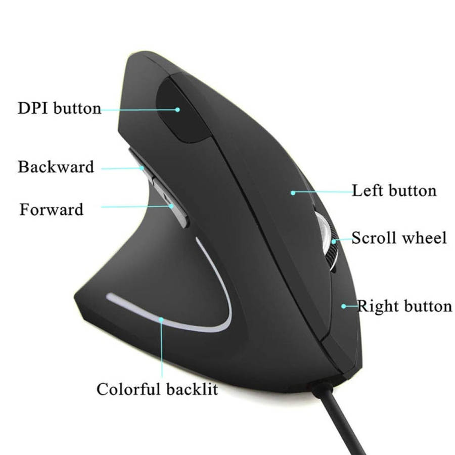 CM0093 Wired Version 2.4GHz Three-button Vertical Mouse for Left-hand, Resolution: 1000DPI / 1200...