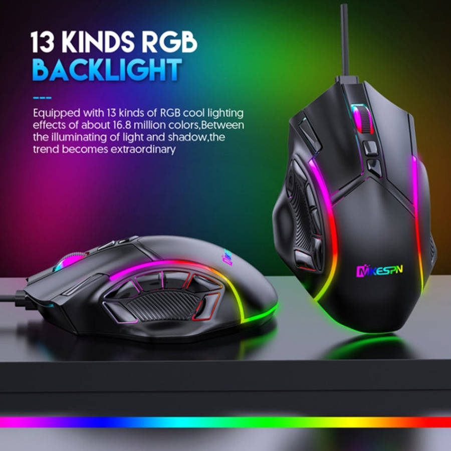 MKESPN X15 Full Speed 12800DPI 12 Buttons Macro Definition RGB Wired Mouse, x15