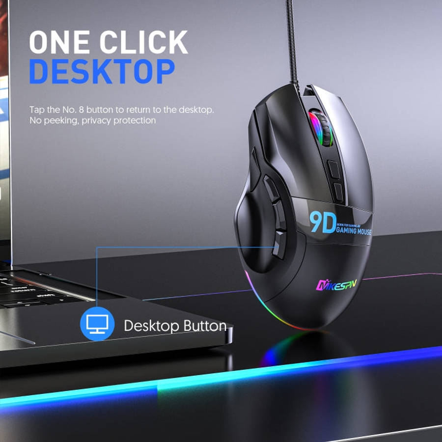 MKESPN X10 9-Buttons RGB Wired Full Speed Macro Definition Gaming Mouse, Full Speed Macro Definition