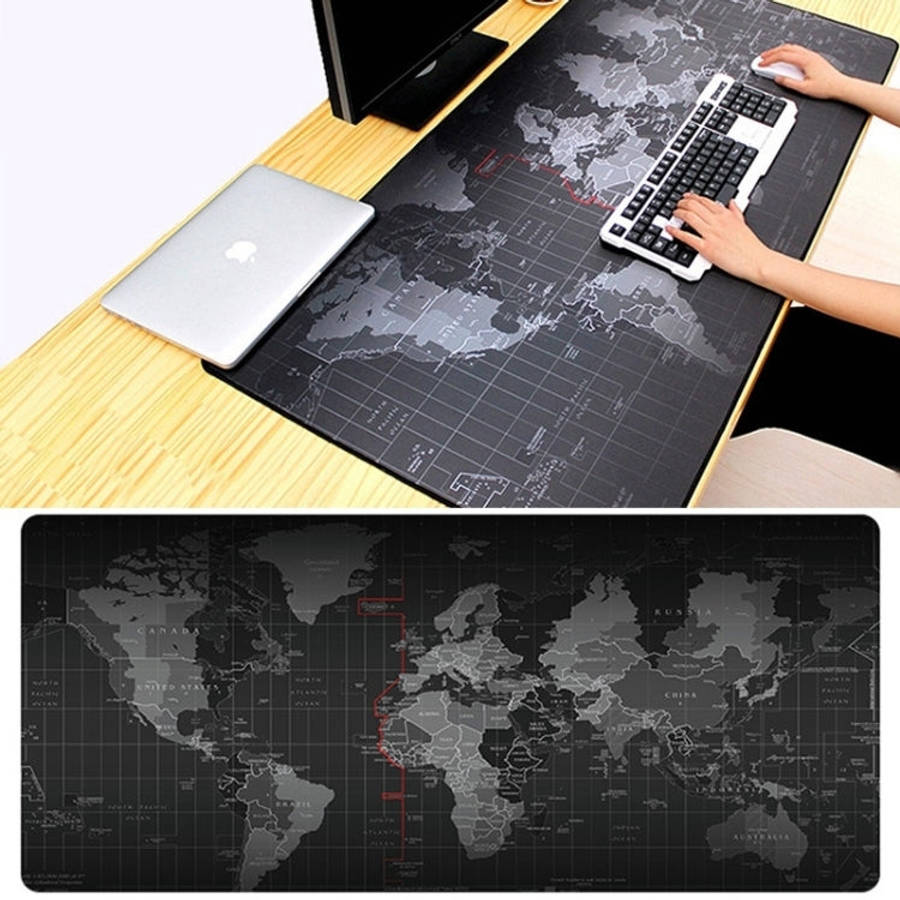 Extended Large Anti-Slip World Map Pattern Soft Rubber Smooth Cloth Surface Game Mouse Pad Keyboa...