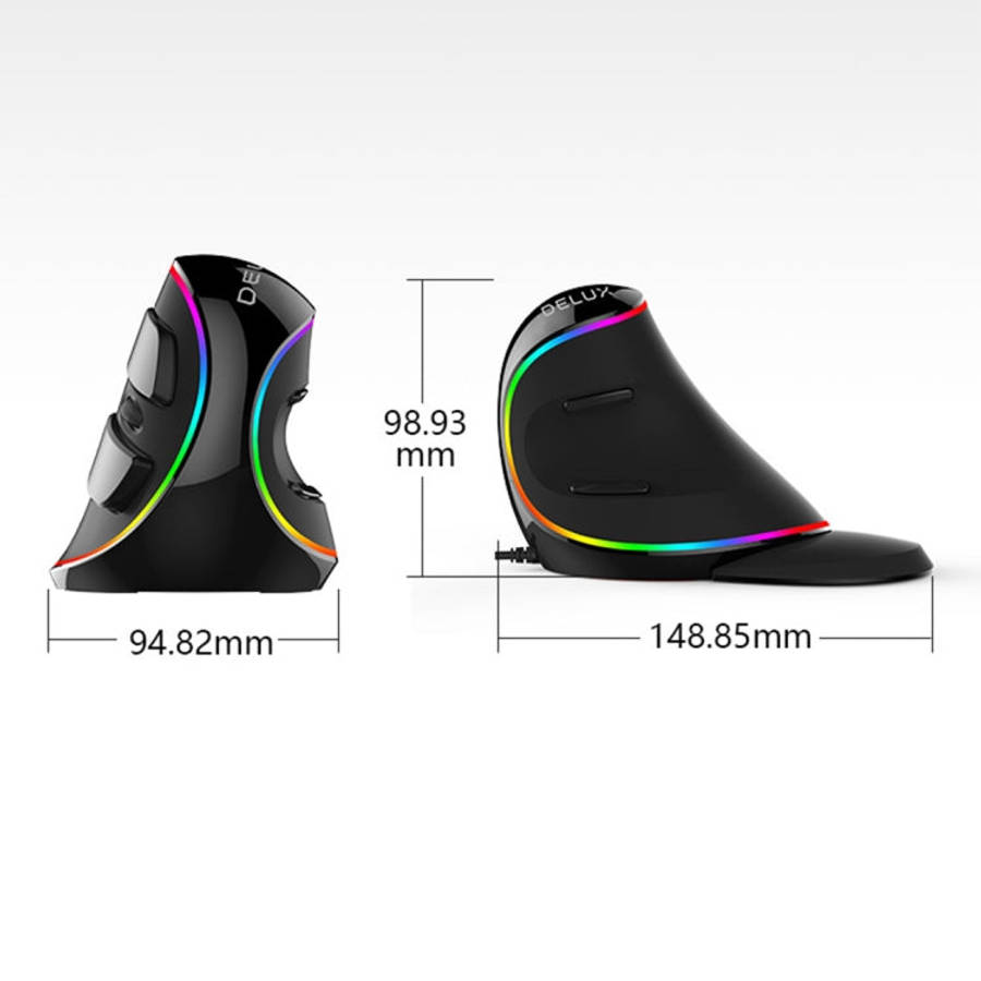 DELUX M618 Plus RGB Wired Optical Mouse Ergonomic Vertical Mouse 4000DPI, 4000DPI Wired