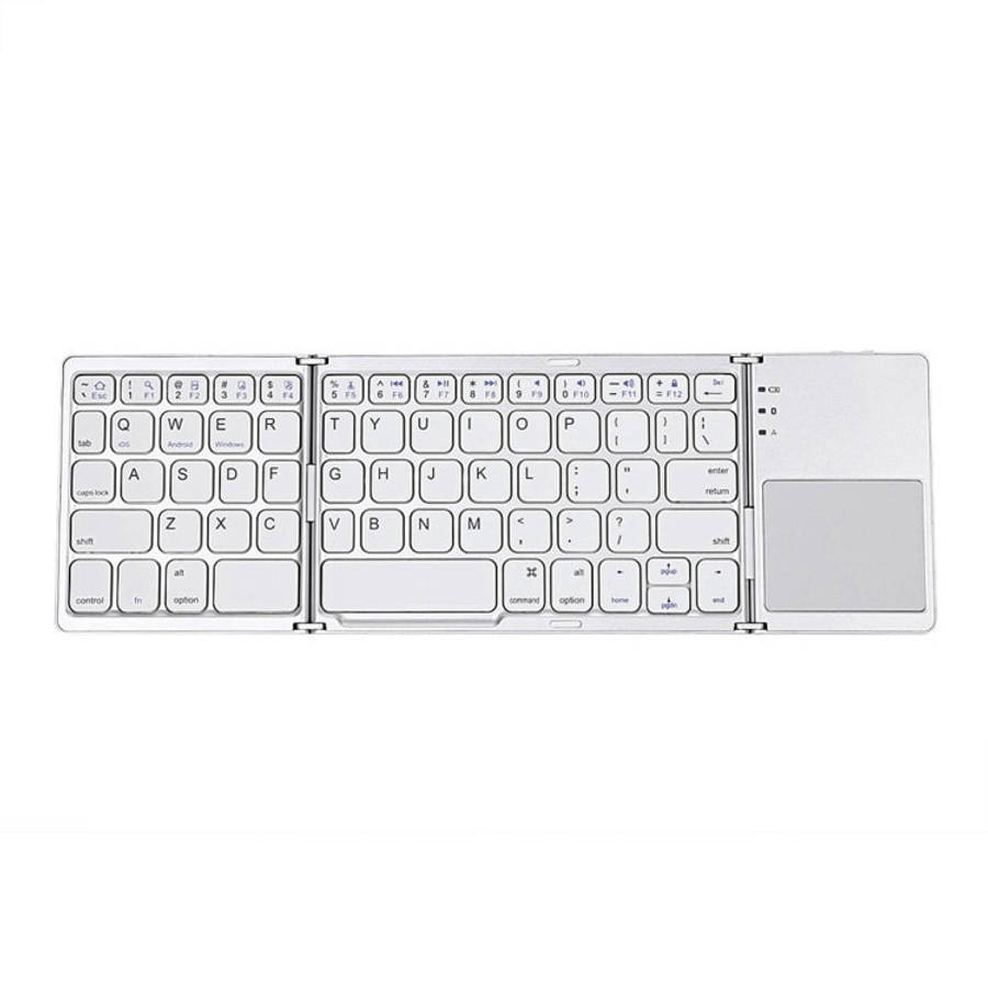 B033 Rechargeable 3-Folding 64 Keys Bluetooth Wireless Keyboard with Touchpad, 3-Folding 64 Keys ...