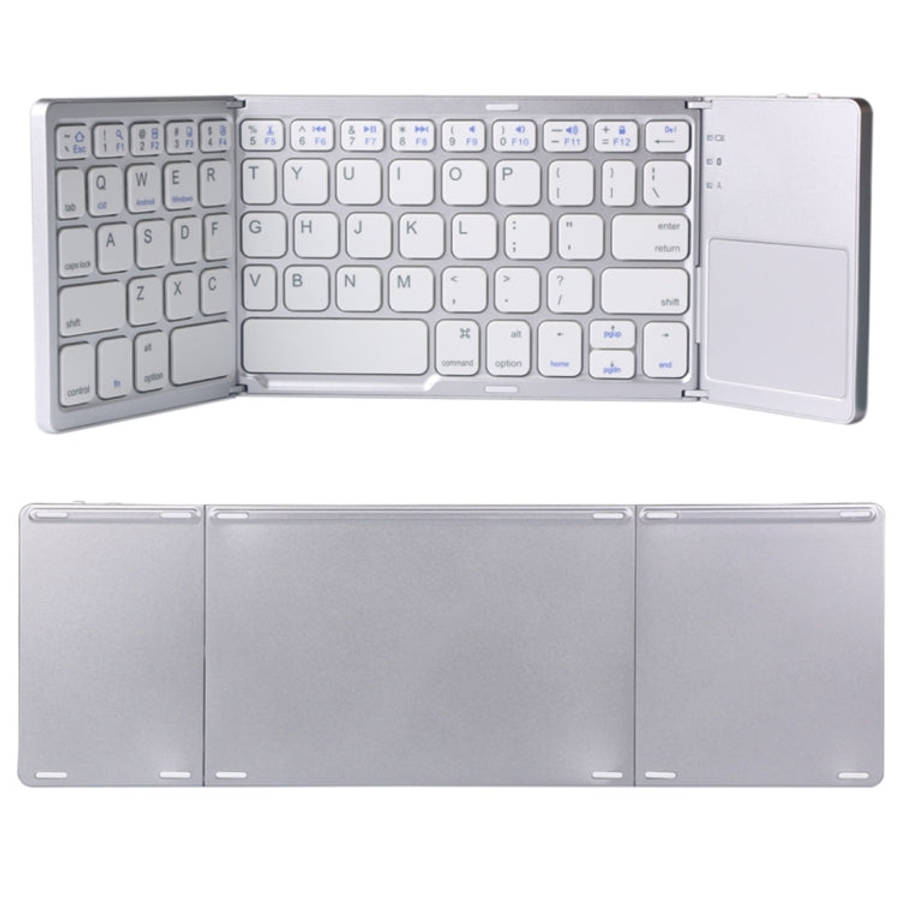 B033 Rechargeable 3-Folding 64 Keys Bluetooth Wireless Keyboard with Touchpad, 3-Folding 64 Keys ...