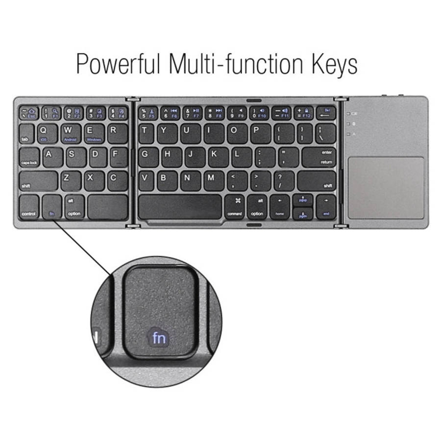 B033 Rechargeable 3-Folding 64 Keys Bluetooth Wireless Keyboard with Touchpad, 3-Folding 64 Keys ...
