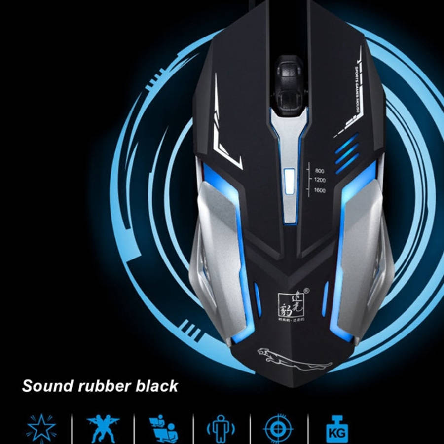 Chasing Leopard K1 USB 1600DPI Three-speed Adjustable LED Backlight Mute Wired Optical Gaming Mou...
