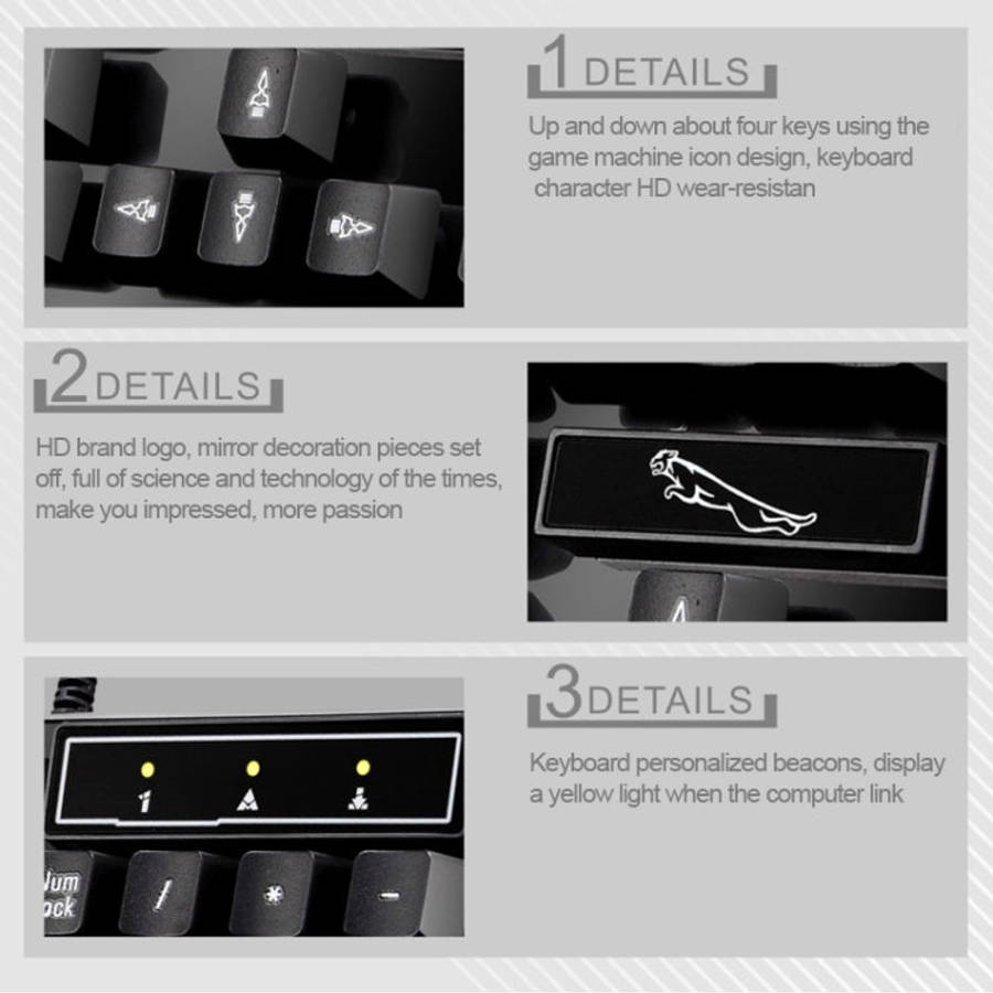 Chasing Leopard Q17 104 Keys USB Wired Suspension Gaming Office Keyboard + Wired Symmetrical Mous...