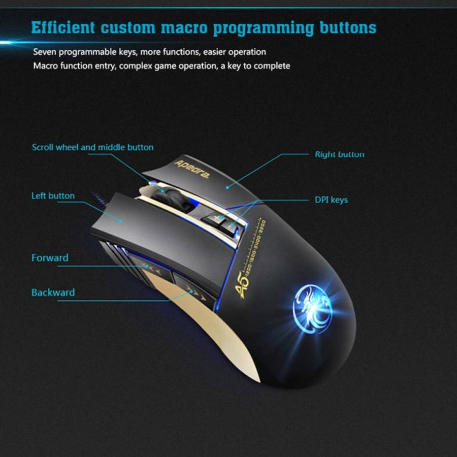 Apedra iMICE A5 High Precision Gaming Mouse LED four color controlled breathing light USB 7 Butto...