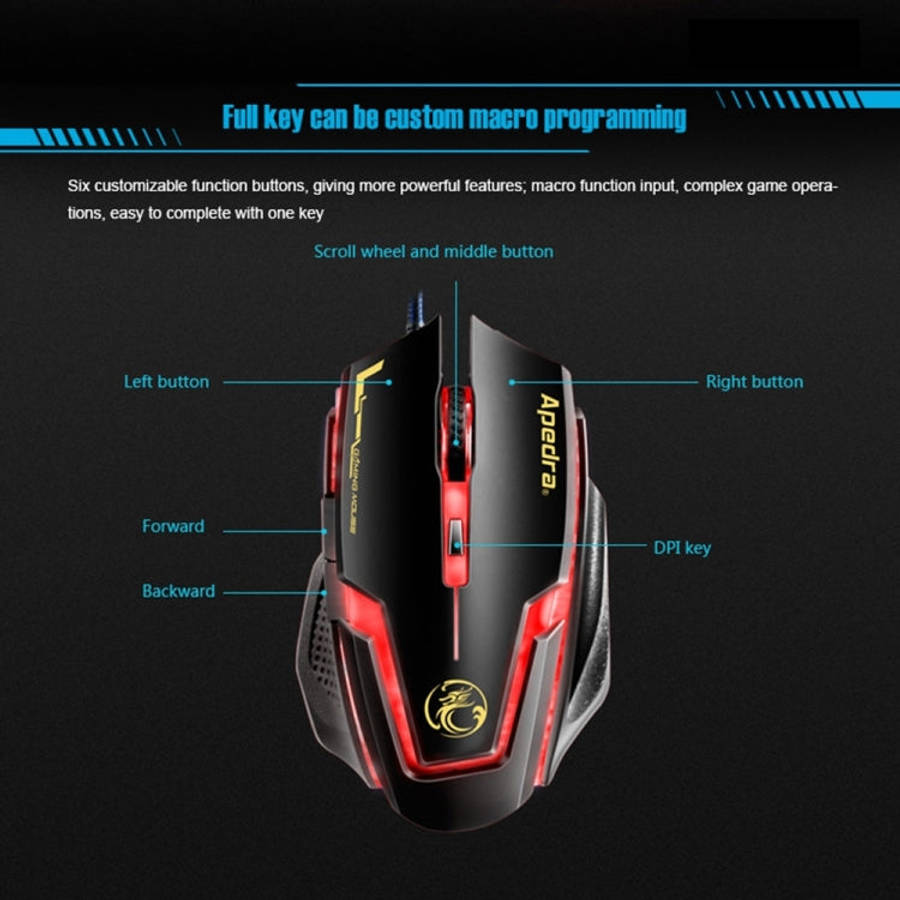Apedra iMICE A9 High Precision Gaming Mouse LED four color controlled breathing light USB 6 Butto...