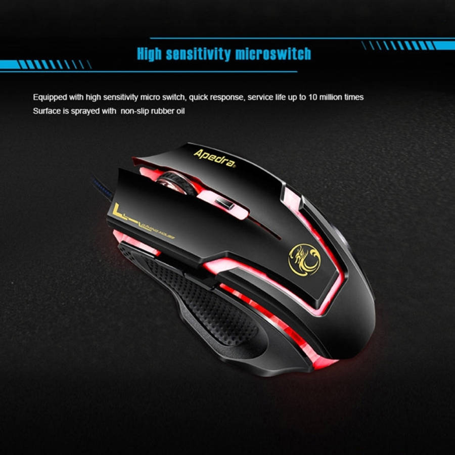 Apedra iMICE A9 High Precision Gaming Mouse LED four color controlled breathing light USB 6 Butto...