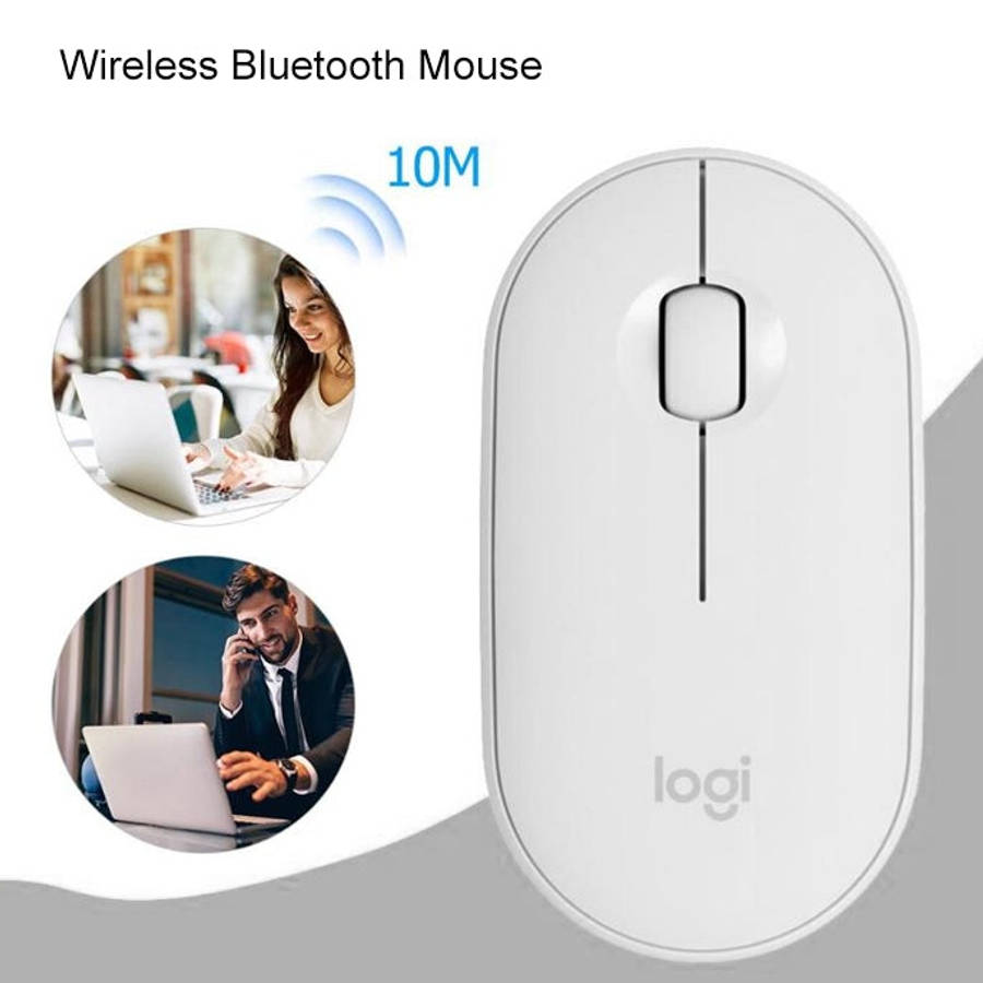 Logitech Pebble Cobblestone Shape Thin 3-keys 1000DPI Mute Wireless Bluetooth Optical Mouse, Wire...