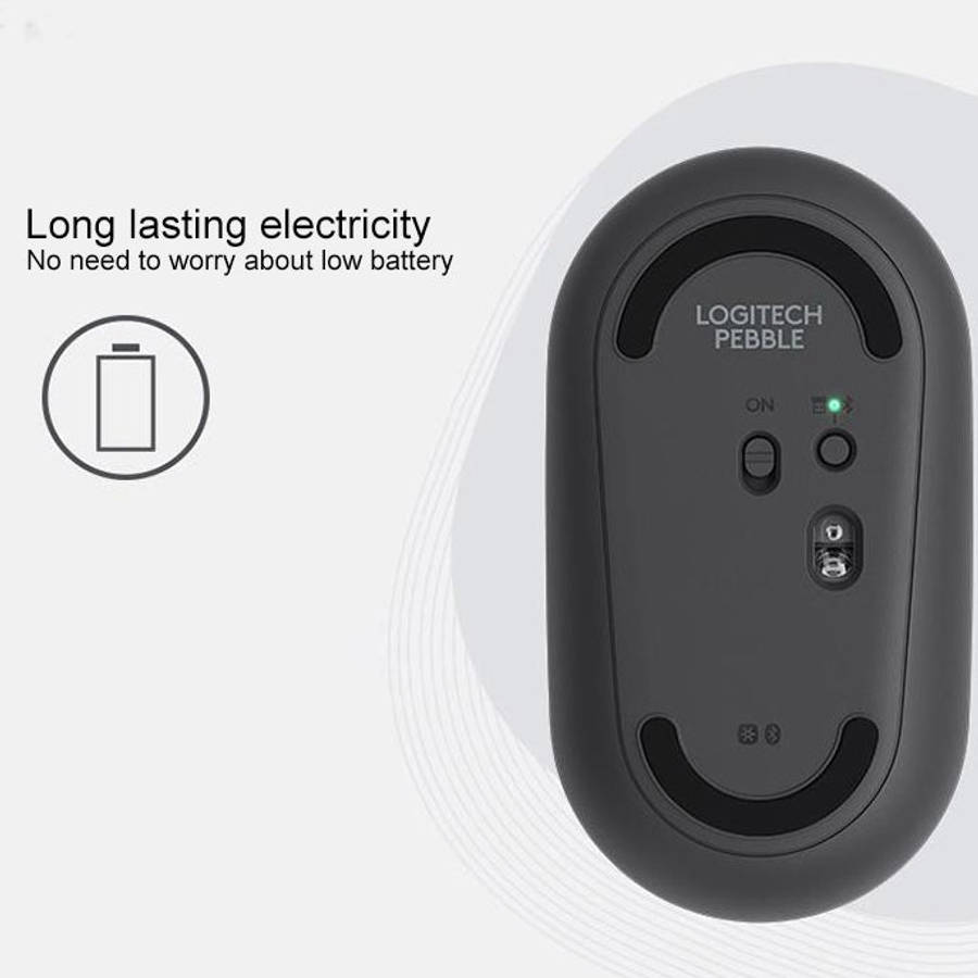 Logitech Pebble Cobblestone Shape Thin 3-keys 1000DPI Mute Wireless Bluetooth Optical Mouse, Wire...