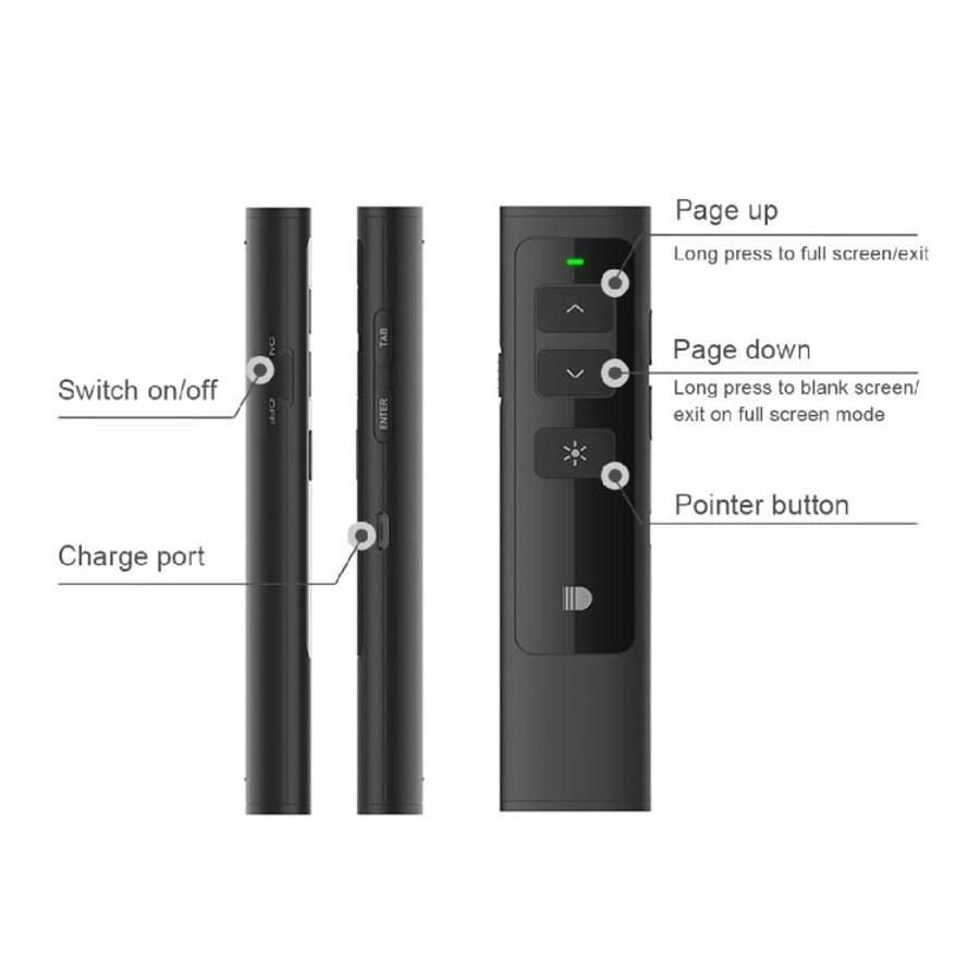Doosl DSIT013 2.4GHz Rechargeable PowerPoint Presentation Remote Control Multi-functional Laser P...