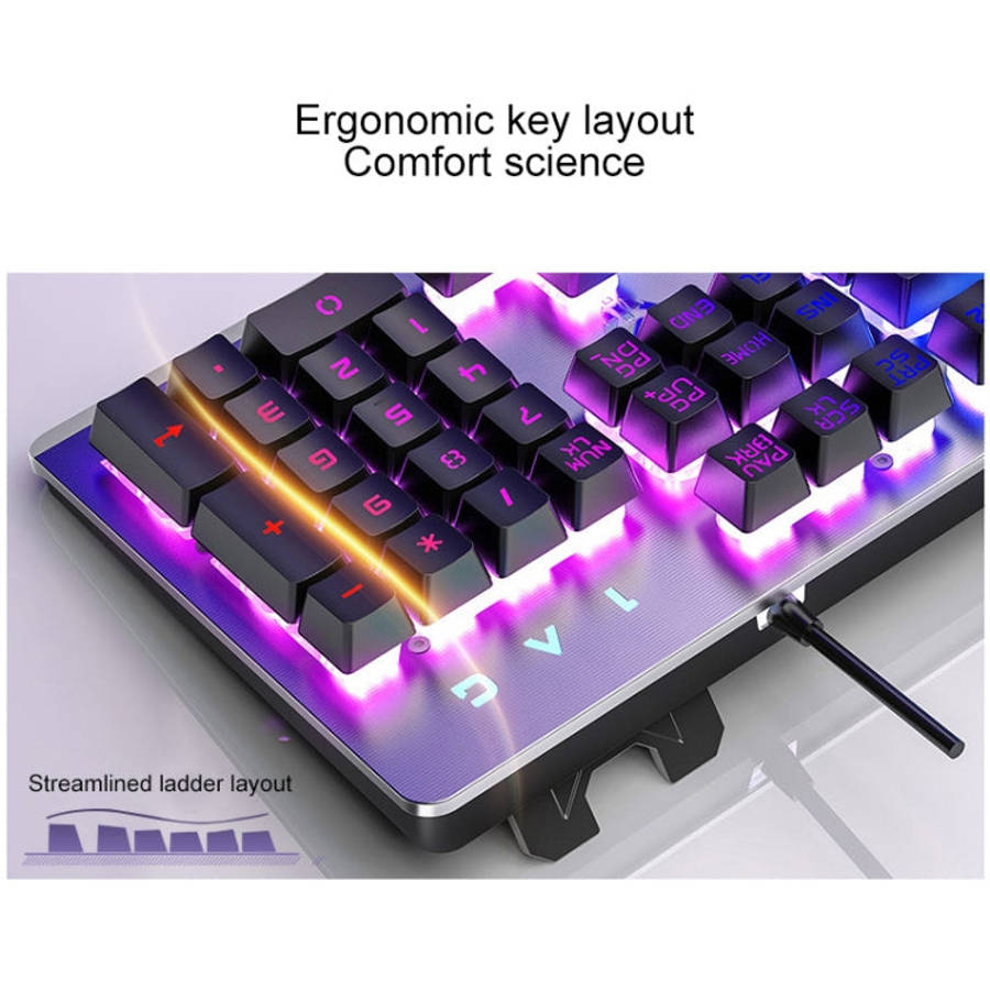 YINDIAO K002 USB Wired Mechanical Feel RGB Backlight Keyboard + Optical Mouse + Headset Set, RGB ...