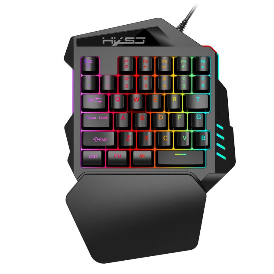 HXSJ V100 Universal One-hand 35-Keys Mechanical Blue Axis Seven-color Backlight Wired Gaming Keyb...