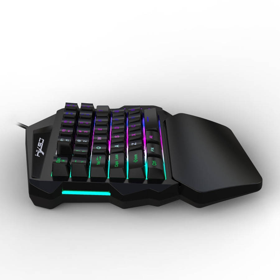 HXSJ V100 Universal One-hand 35-Keys Mechanical Blue Axis Seven-color Backlight Wired Gaming Keyb...