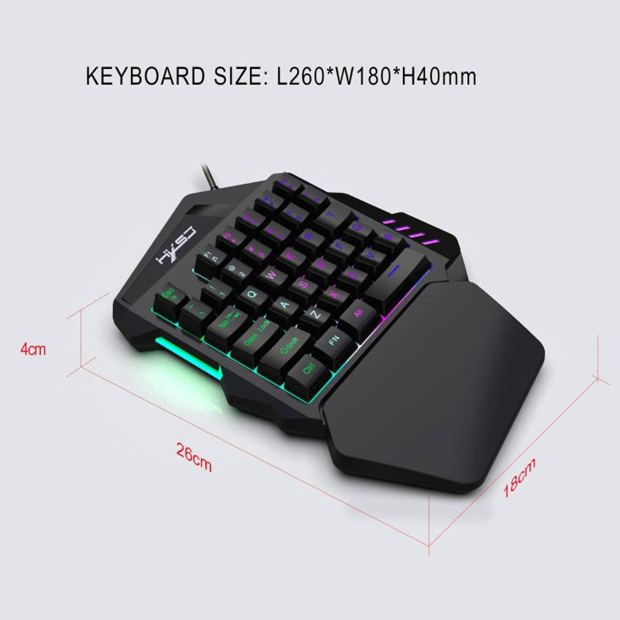 HXSJ V100 Universal One-hand 35-Keys Mechanical Blue Axis Seven-color Backlight Wired Gaming Keyb...