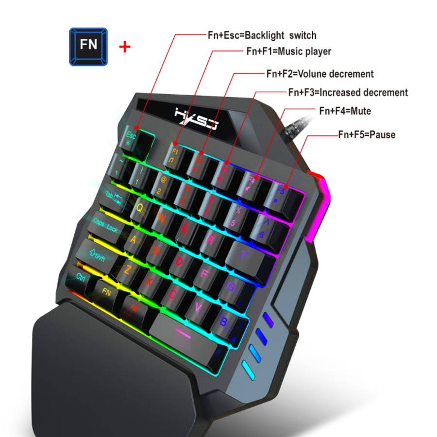 HXSJ V100 Universal One-hand 35-Keys Mechanical Blue Axis Seven-color Backlight Wired Gaming Keyb...