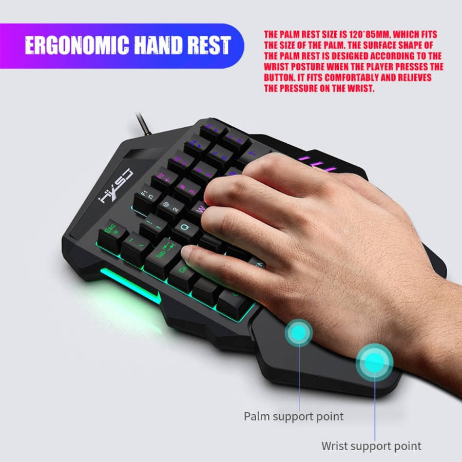 HXSJ V100 Universal One-hand 35-Keys Mechanical Blue Axis Seven-color Backlight Wired Gaming Keyb...