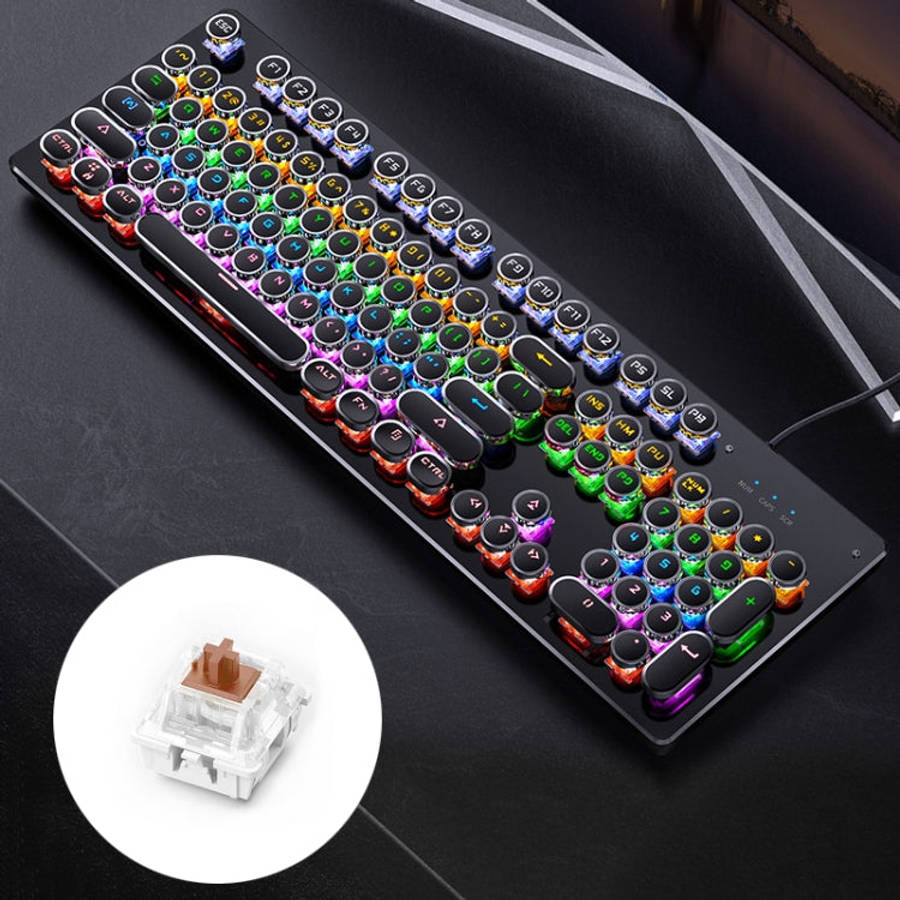 YINDIAO Electroplating Punk Mixed Light USB Mechanical Gaming Wired Keyboard, Tea Shaft, Electrop...