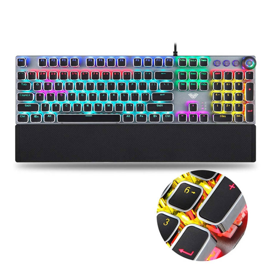 AULA F2088 108 Keys Mixed Light Plating Punk Mechanical Blue Switch Wired USB Gaming Keyboard wit...