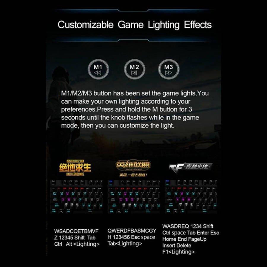 AULA F2088 108 Keys Mixed Light Plating Punk Mechanical Blue Switch Wired USB Gaming Keyboard wit...