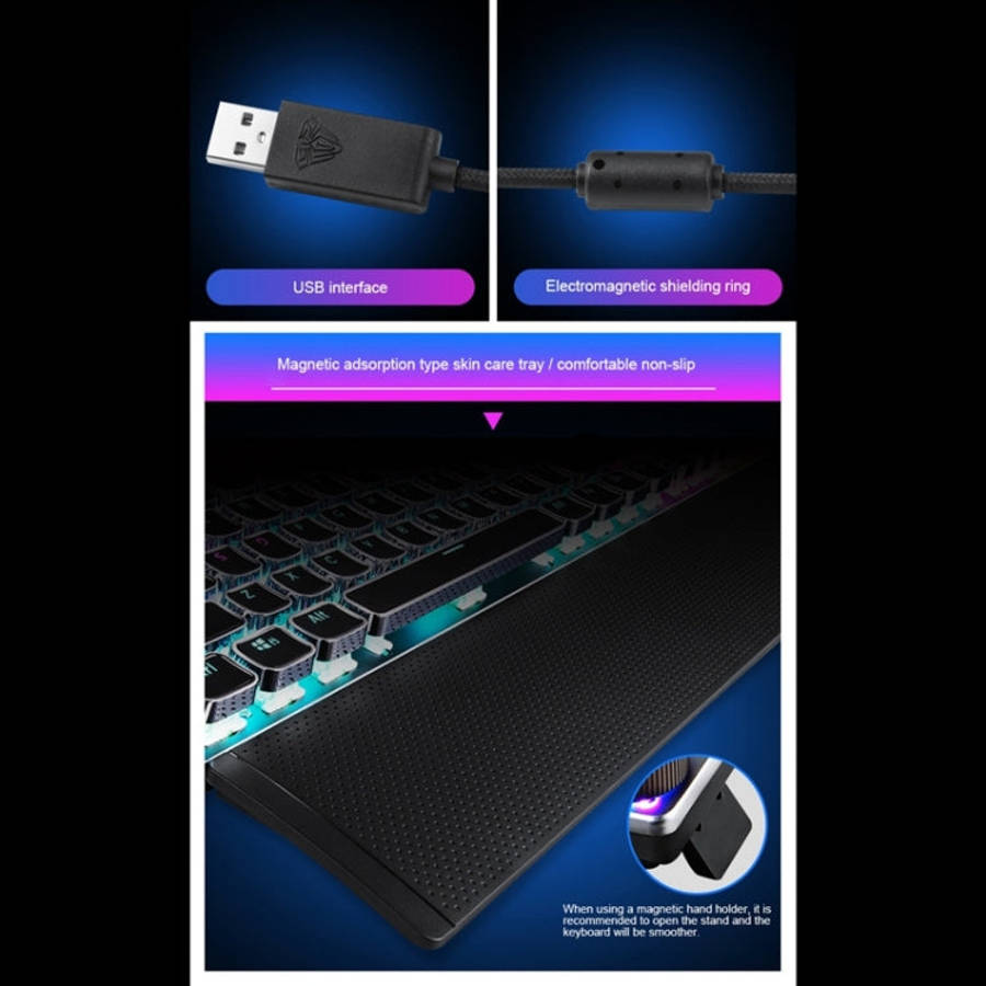 AULA F2088 108 Keys Mixed Light Plating Punk Mechanical Blue Switch Wired USB Gaming Keyboard wit...